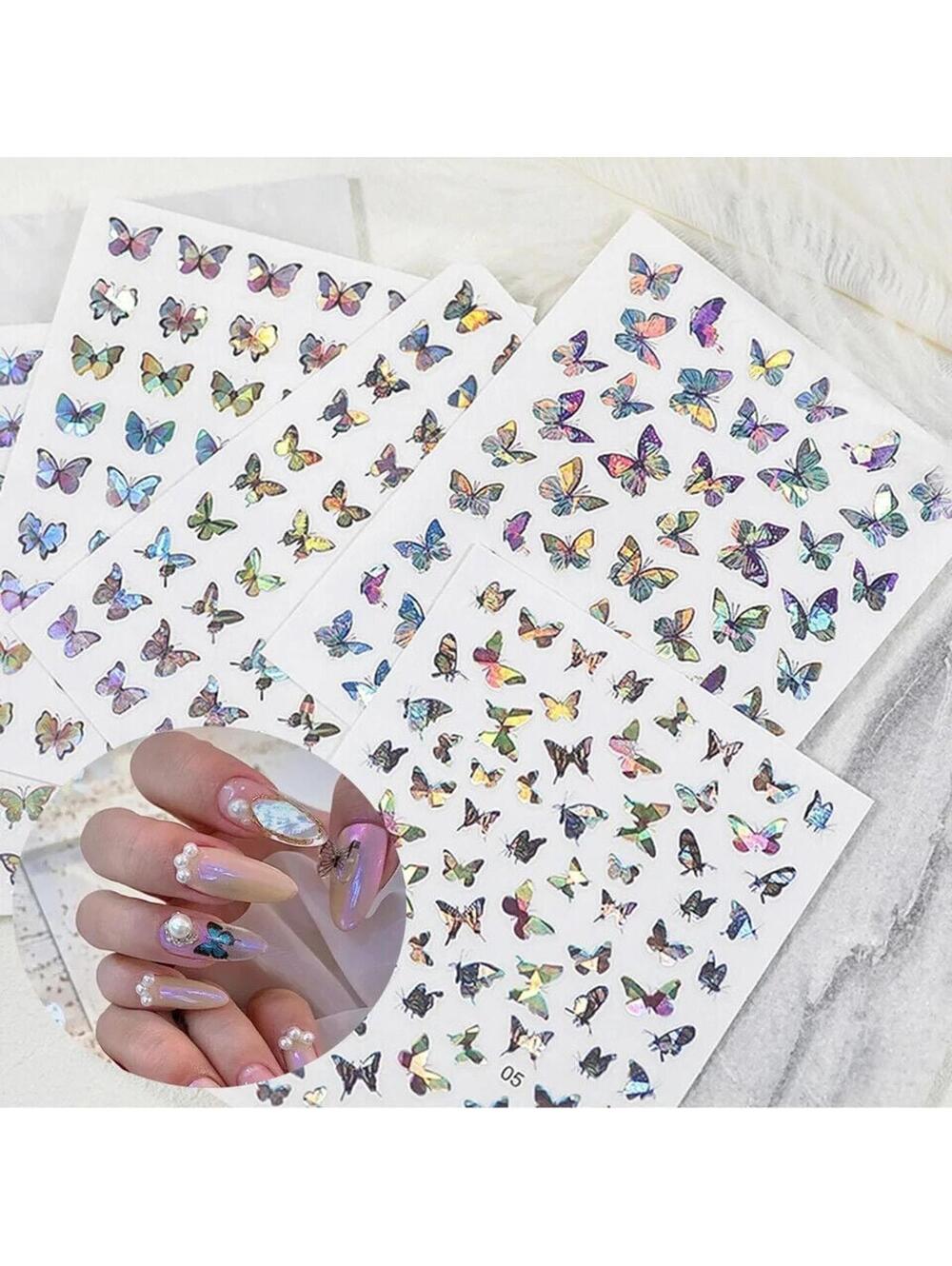 5 pack 3D Butterfly Nail Stickers Art DIY Designs Decor Waterproof Decal Mani